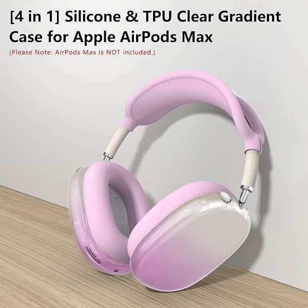 SILICONE CASE COVER FOR AIRPODS MAX 2,CLEAR GRADIENT TPU EAR CUPS COVER/EAR PAD CASE COVER/HEADBAND COVER FOR AIRPODS MAX 2/1 (2026/2024/2020),TRANSPARENT ACCESSORIES FOR APPLE AIRPOD MAX,LIGHT PURPLE