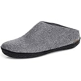Glerups 100% quality wool mix Slipper with rubber sole - Unisex Slip-on - Grey (Black rubber)
