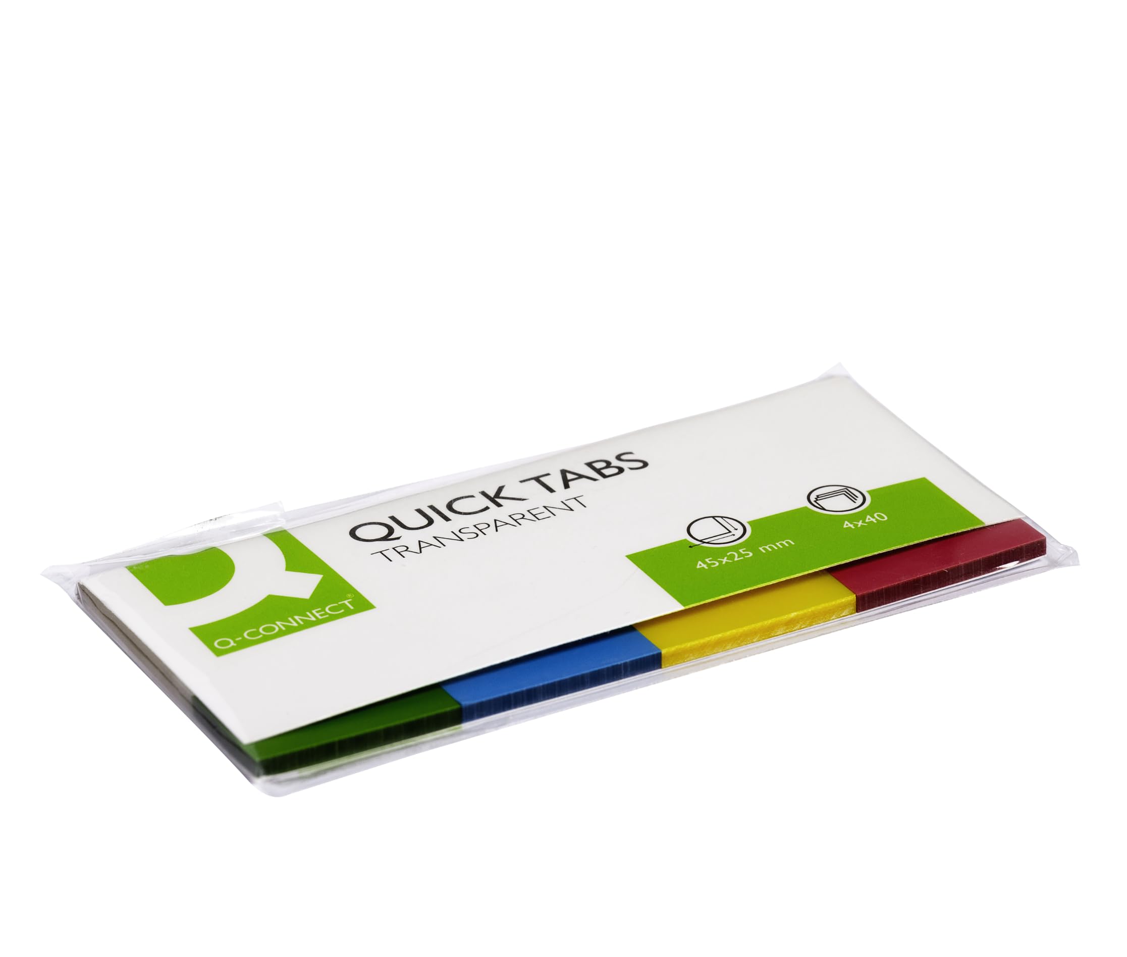 Q Connect Quick Tabs, Transparent, Multi-Colour, 25 x 45 mm, 4 x 40 Pieces