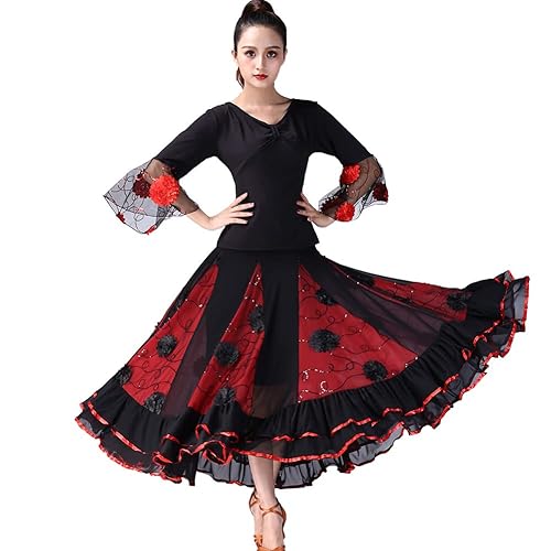 Ballroom Dance Dresses for Women Flamenco Dress Sequin Flower