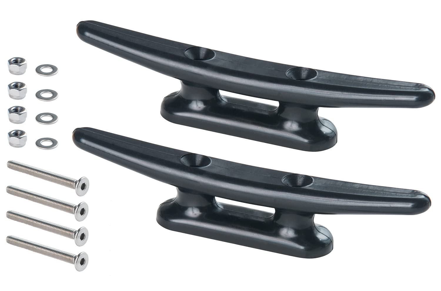 New Marine 2 nylon cleats including V4A screws (black, 125 mm).