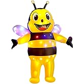 LEDPATY Adult Inflatable Bee Costume Funny Halloween Full Body Bee Blow Up Costume (Yellow)