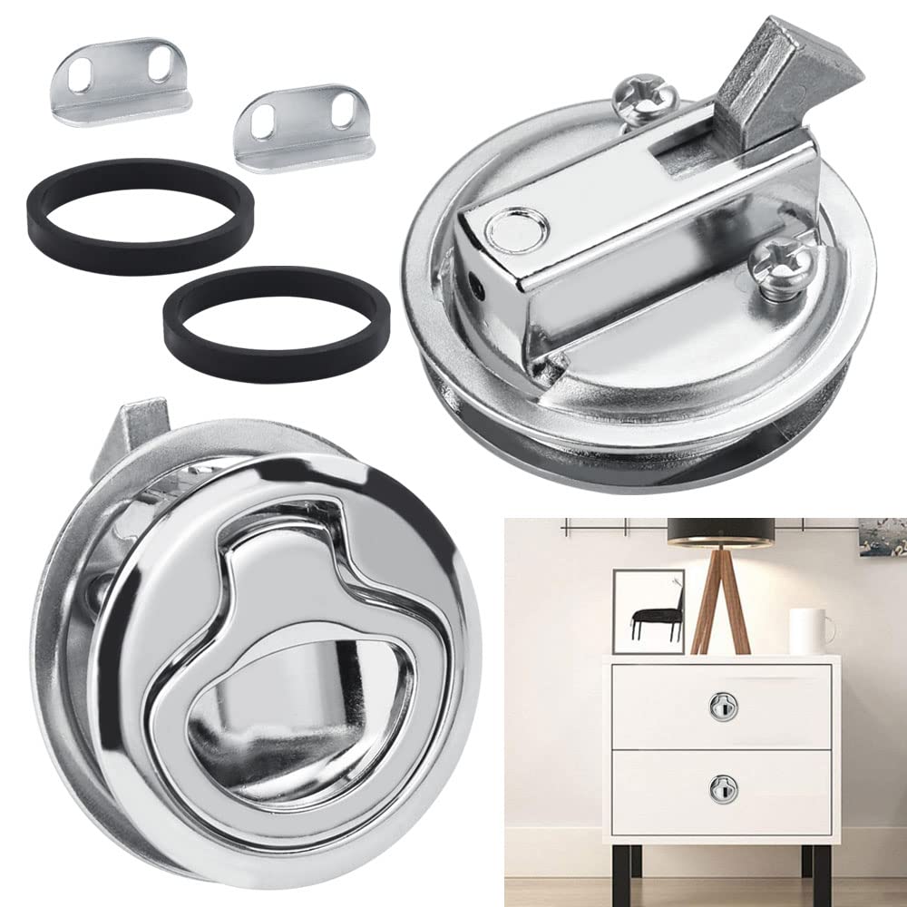 DECARETA Pull Hatch Lock,2Pcs Furniture Locks,Furniture Locksmith,Furniture Handle,Motorhome Metal Furniture Lock,Latching Drawers Furniture Lock Hatch Latch Lock for Cabinet Boat Caravan