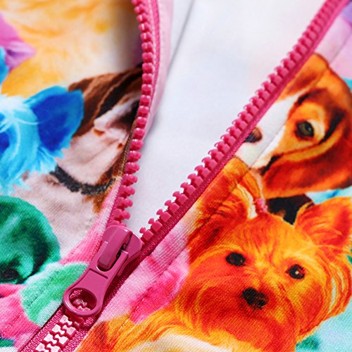 Jxstar Girl Bomber Jacket Cartoon Rainbow Dog Print