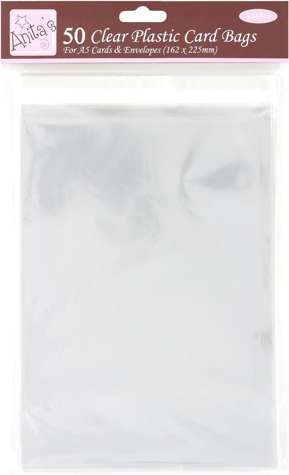 Anita's Card Bag 162 x 225mm Clear Pack of 50 A5 Card Protection Bags
