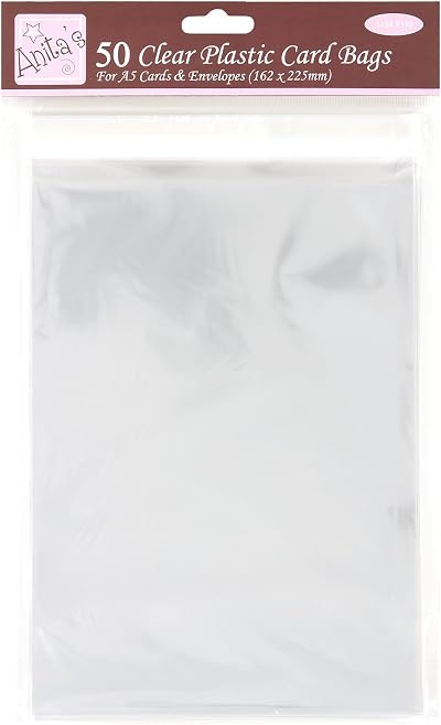 Anita's Card Bag 162 x 225mm Clear Pack of 50 A5 Card Protection Bags