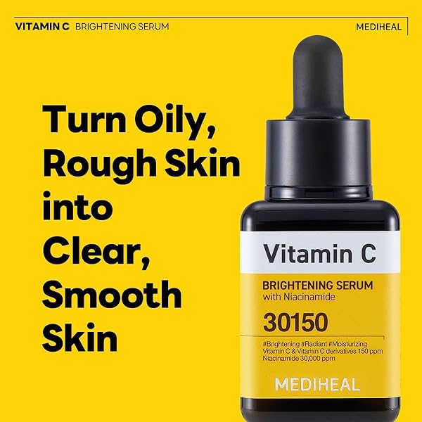 MEDIHEAL VITAMIN C BRIGHTENING SERUM (1.35 FL OZ, 1 PACK) – TONE-TEXTURE-GLOW CARE, MANAGE SKIN WITH VITAMIN C, NIACINAMIDE, HYALURONIC ACID