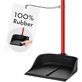 Dustpan with Handle by Ravmag- Solid Natural Rubber Construction- 2 Piece 29 Inch Handle Dust Pan- Stand Up Design- Accommodates Any Broom/Hand Brush- Best Dustpans for Home/Lobby/Shop