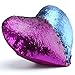 Tomus-UNI Mermaid Sequin Pillow with Insert, 13''X15'' Heart Magic Reversible Sequins Cushion for Home Decor(Blue/Purple)