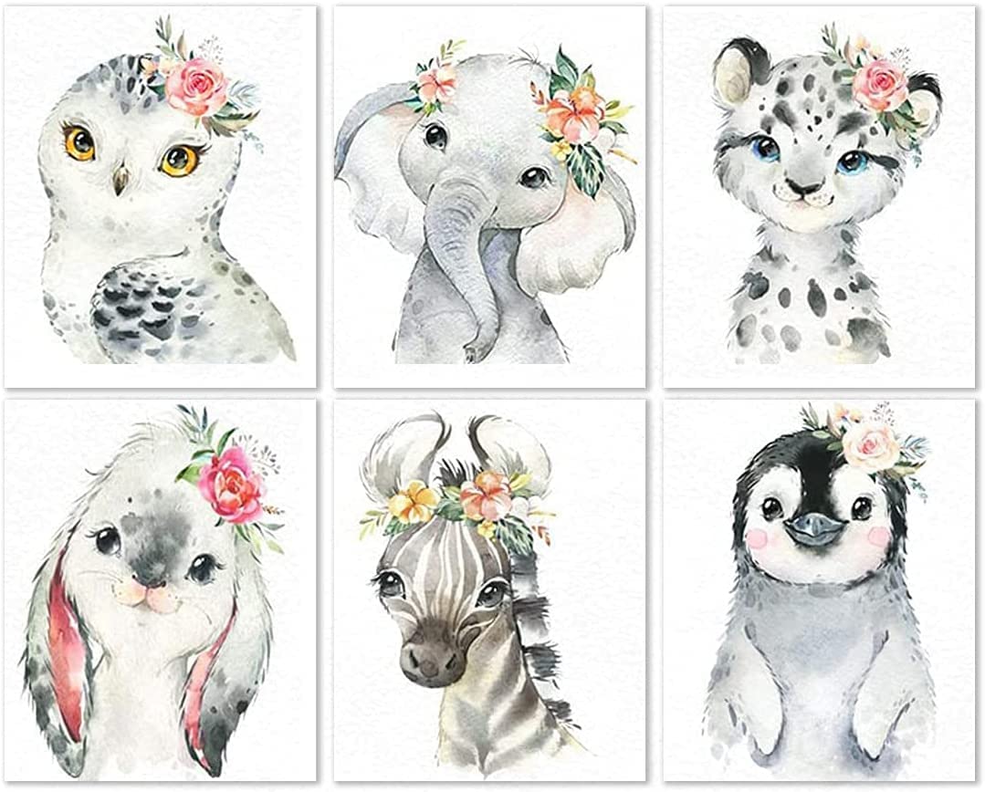 6 Pack Animal Cross Stitch Kits for Adults - Stamped Crossstitching Kits Preprinted 11 Count Cross-Stitch Kit for Beginner, 11CT Prestamped Easy Pattern Needlepoint Kits Crafts for Decor 9.8x13.8inch