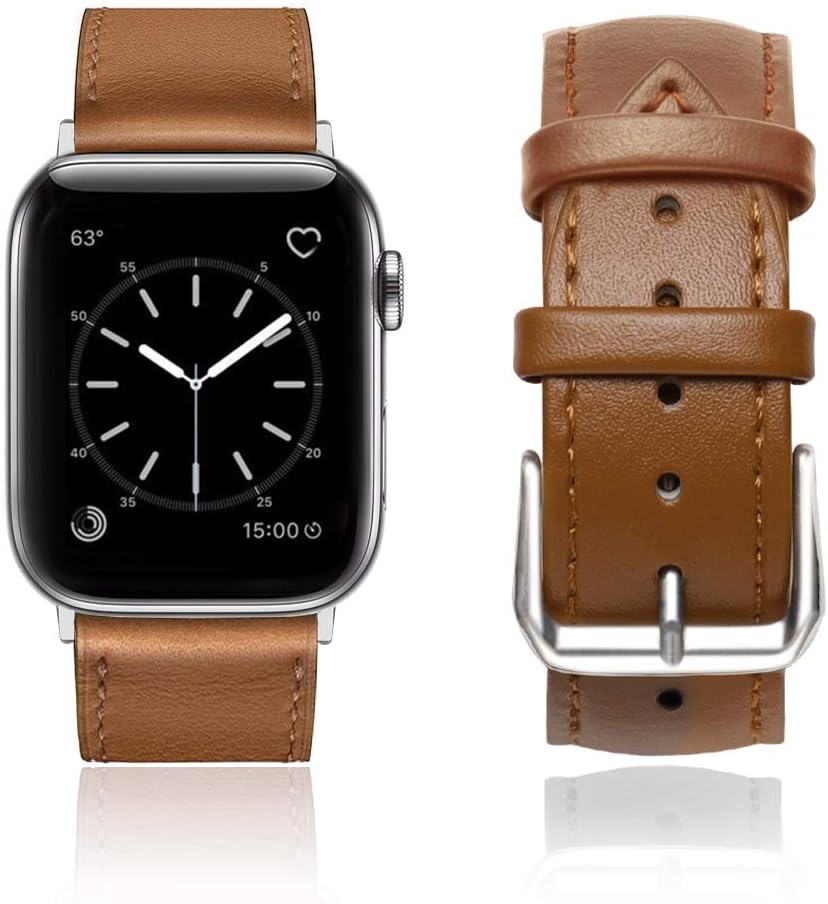 ONMROAD Compatible with iWatch Leather Band 42mm 44mm Vintage Classic Loop Buckle Replacement for Apple Watch Strap Series 5/4 Men Women