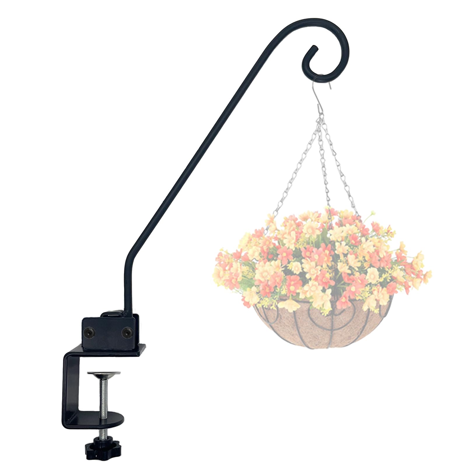 Photo 1 of NEECONG Heavy Duty Deck Hook,Courtyard Decoration,Pole 16.5”Long Metal Deck Railing Hooks for Hanging Bird Feeders,Planters,Suet Baskets,Lanterns,Wind Chimes,Clamp Mounted,Under 18 LBS