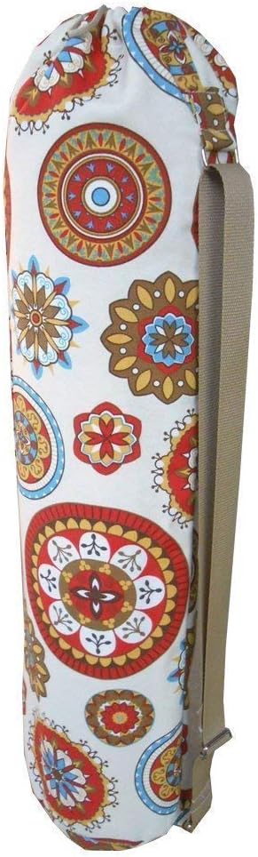 Yoga mat bag "Mandalas - beige" – 73cm high x 17cm diameter. For standard and large mats – With inner lining for extra protection - 100% organit cotton - Handmade