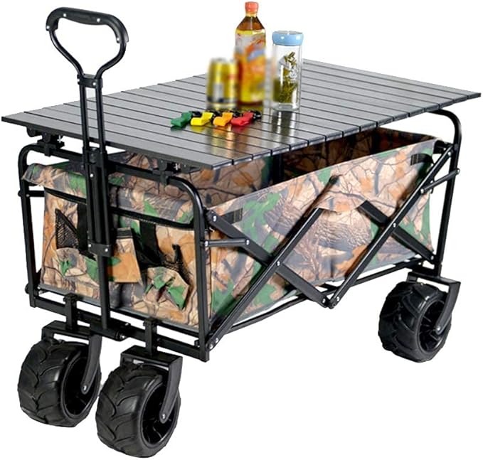 Outdoor Folding Utility Wagon Collapsible Wagon Cart with Table, All