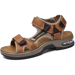 XENTORD Men's Air Cushion Outdoor Sandals Adjustable Hook and Loop Breathable Non-Slip Hiking Sandals Lightweight Open Toe Ca