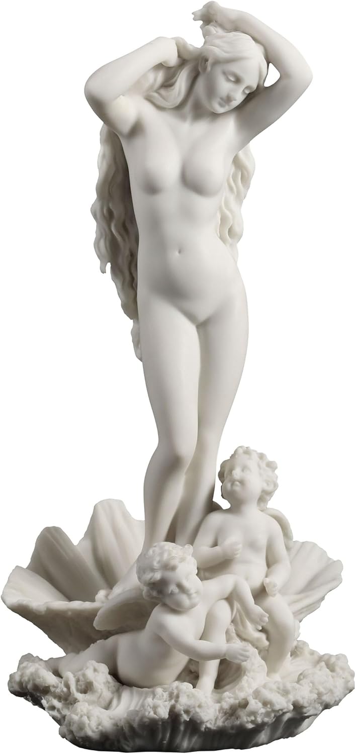 Paintings - Veronese Design 12 5/8 Inch Birth of Venus Resin Sculpture Marble White Finish