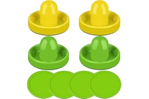 ONE250 Air Hockey Pushers and Red Air Hockey Pucks, Goal Handles Paddles Replacement Accessories for Game Tables (4 Striker, 4 Puck Pack)