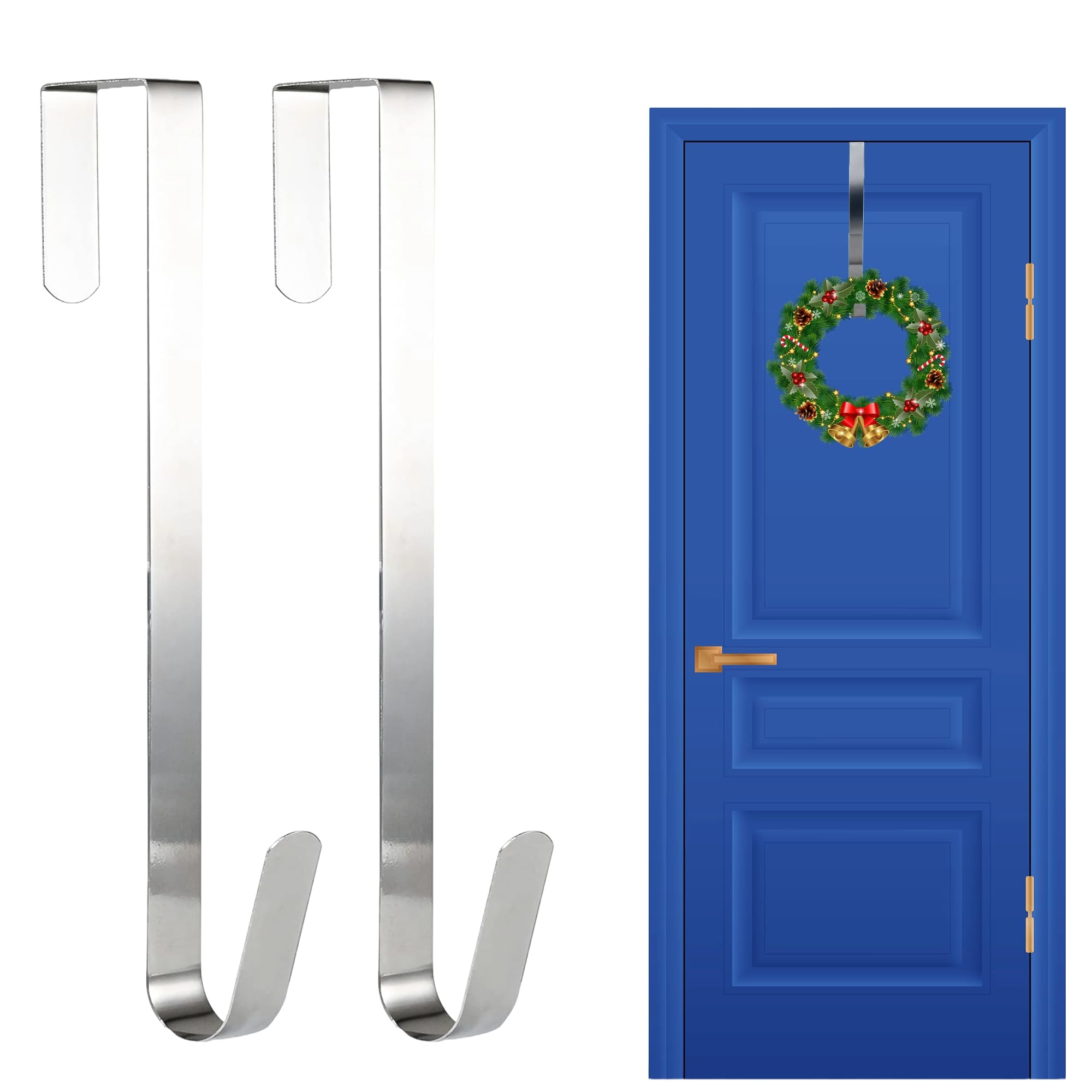 SHATCHI 2Pcs Christmas Wreath Door Hanger – 30cm Metal Front Door Wreath Holder Over Door Hook for Christmas Home Office Wall Wedding Hanging Decorations Wreaths
