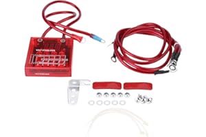 QIILU Replacement Vehicle Voltage Regulator, 12V Universal Car Fuel Saver Voltage Stabilizer Volt Regulator Kit 3 Earth Ground Cables for Cars and Trucks Blue(Red)