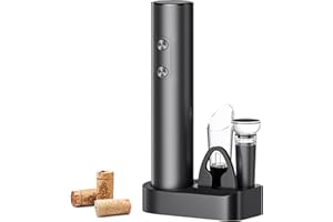 [5-in-1] Electric Wine Opener, Battery Operated Wine Bottle Opener with Foil Cutter, Wine Aerator, Vacuum Stopper&Storage Bas