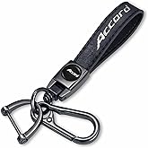 Genuine Leather Car Key Chain Compatible with Honda Accord Accessories Keyring Keychain Accessories Family Present(Black)