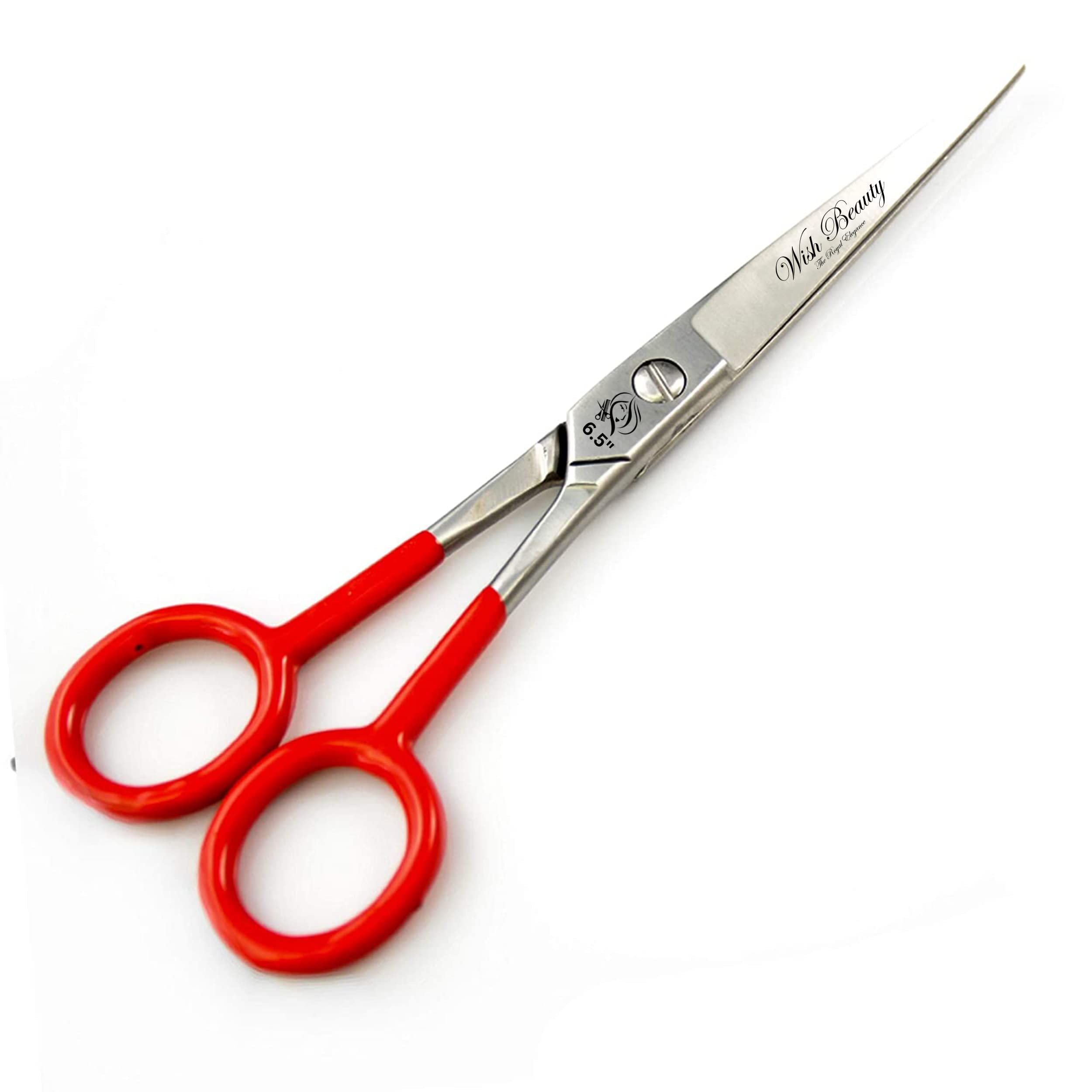 Glamified Glam 6.5" Professional Hairdressing Scissors | Sharp Stainless Steel Barber Shears | Antibacterial Ergonomic Rubber Grip | Red
