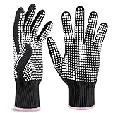 Heat Resistant Glove for Hair Styling, Professional Silicone Non-Slip Heat Resistance Blocking Gloves for Curling, Flat Iron and Curling Wand, Fit All Hand Sizes-2PCS