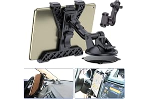 OHLPRO Tablet Holder for Car Dashboard, iPad Car Suction Cup Mount for Truck Windshield Vent with Flexible Arm Clip, for All 6"-11" Apple iPad Samsung Galaxy Tab Tablets, 360° Rotation, Black