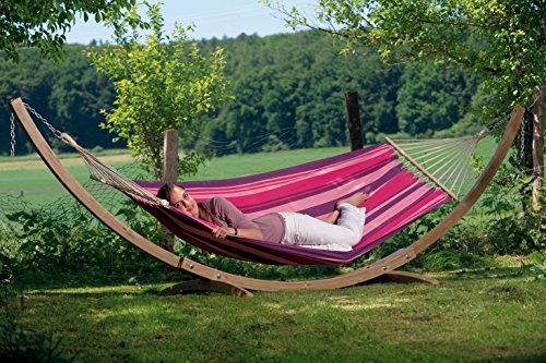 AMAZONAS Hängemattenset Starset Candy Hängematte inkl. hochwertigem Gestell aus FSC Fichtenholz buntgestreift – Bild 4