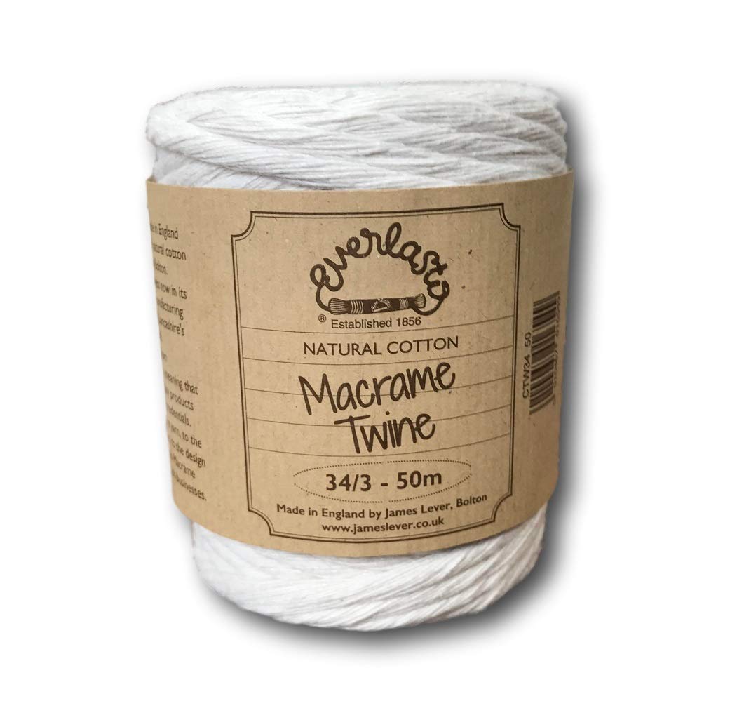 Everlasto Natural Cotton Macrame Twine Cotton Craft String 34/3 5mm x 50m Spool Approx.