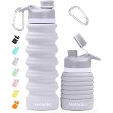 Nefeeko Collapsible Water Bottle, 26oz Silicone Foldable Water Bottles | Leakproof BPA Free Travel Water Bottles with Carabiner,Portable Sport Water Bottles for Camping,Hiking Outdoor Indoor Sport