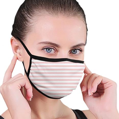 Amazon Com Comfortable Windproof Mask Blush Retro Style Pastel Colored Pink Stripes On White Background Vintage Geometric Design White Rose Printed Facial Decorations For Women And Men Beauty