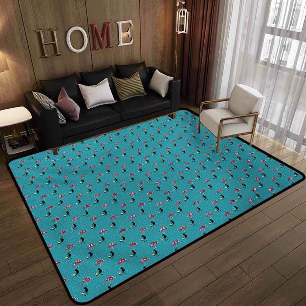 Alfombra de piso para interiores, silueta de casa felina con paraguas