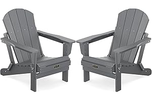 SERWALL Adirondack Chair Set of 2 for Patio Garden Outdoors Fire Pit- (Folding Gray)