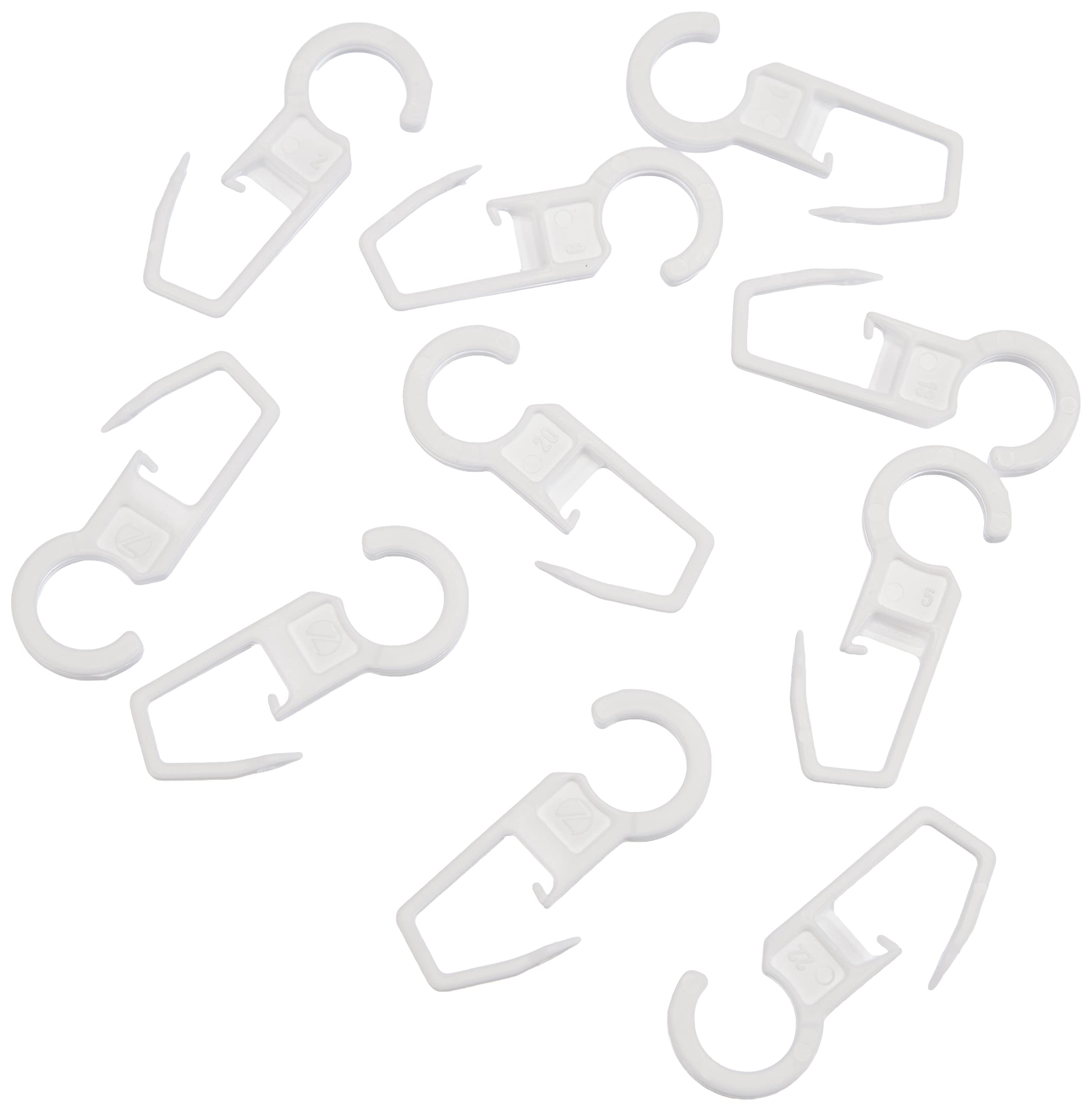 GARDINIA 10 x White Plastic Pleat Hooks for Curtain Rings, Eyelet Diameter 10 mm