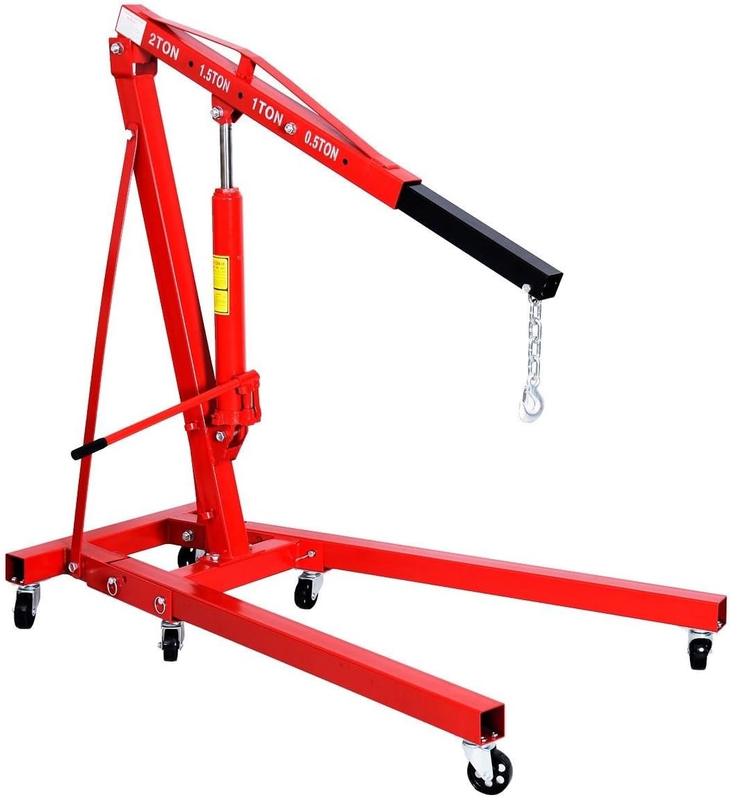 House Deals Engine Hoist Cherry Picker Plate Hoists Leveler Crane Lift 2 TON Red Color 4000 LBS Capacity