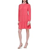 Tommy Hilfiger Womens Long Sleeve Button Front Tiered Jersey Mini Dress