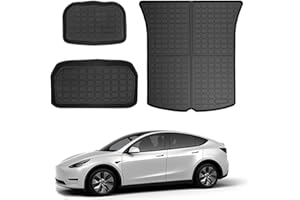 AIQIYING Model Y Storage Mats and Cargo Liners, All Weather Rear Cargo Trunk Tray Floor Mat Custom Fit Compatible with 2020 2021 2022 2023 2024 Tesla Model Y 5-Seat, 3D Tech Waterproof Durable TPO Accessories