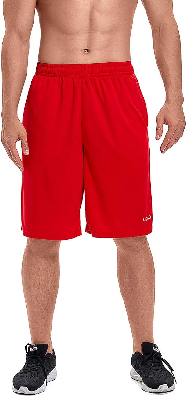 LEAO Men's Basketball Shorts with Zipper Pockets Quick Dry Loose-fit Sports Workout Running Shorts: Clothing