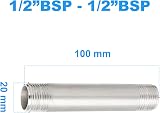 ERGAOBOY 2 Pcs 100mm 1/2 Inch BSP Nipple Cast Pipe 304 Stainless Steel view 2