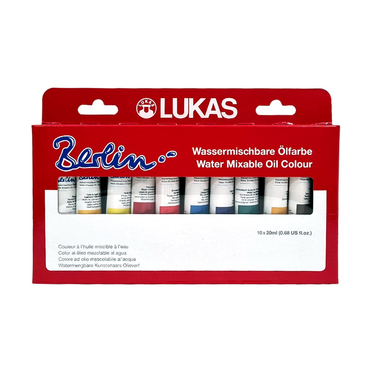 LUKAS Berlin Watermixable Oil Selection Set, 10 x 20ml in Assorted Colours, For Professional Oil Artists