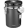 Veken Coffee Canister, Airtight Stainless Steel Kitchen Food Storage Container with Date Tracker and Scoop for Beans, Grounds