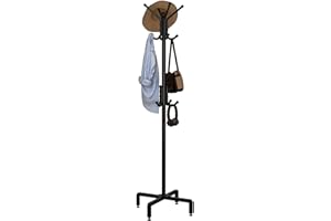 PSHUN RIGH Coat Rack with 12 Hooks, Freestanding Coat Rack Stand for Entryway, Hallway, Bedroom, and Office, Metal Coat Tree 