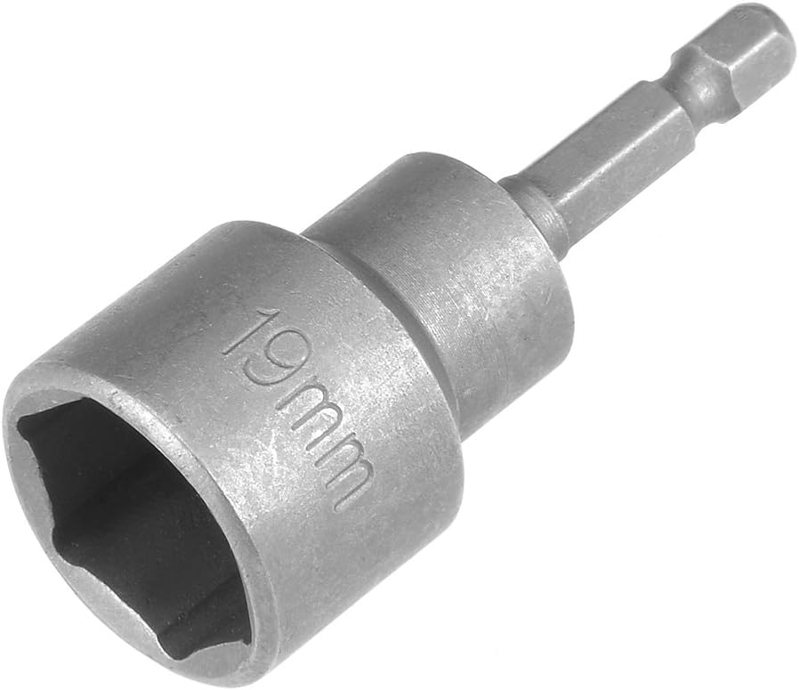 Sourcingmap 1/4" Quick-Change Hex Shank 19mm Magnetic Nut Setter Driver Drill Bit, 65mm Length, Metric, H19 x 65mm