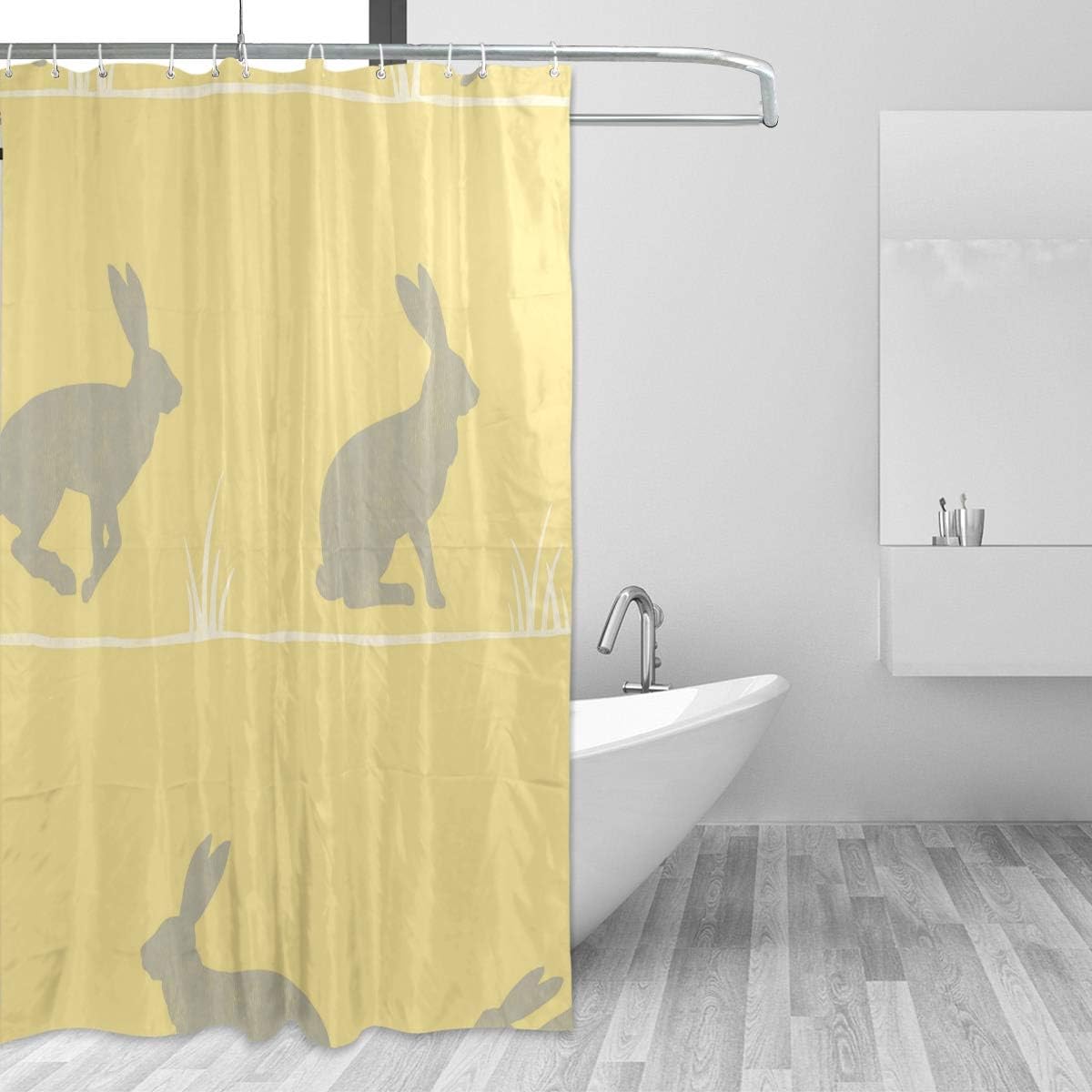 Montoj Colours Nell Mustard Conversational Wallpaper Home Decor Shower Curtain Bath Curtain Fabric Bathroom Decor Set With Hooks 70 Inches Durable And Super Waterproof 1 Panel 72x72in Amazon Co Uk Kitchen Home