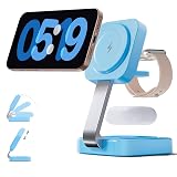 2026 Traveling Wireless Magnetic Fast Charging Station,3 in 1 Charger with i Phone 17 16 15 14 13 12 Pro Max Plus,Apple Watch Series & Air pod 4 3 2 Pro-Gifts for Wife & Husband(Blue)