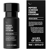 Allies of Skin Peptides Firming Eye Cream | Under Eye Moisturizer for Dark Circles &amp; Puffiness | Bakuchiol, Ceramides and Vitamin C for Fine Lines and Under Eye Area | 0.5 oz