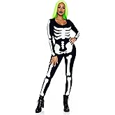Leg Avenue Women's Glow in The Dark Skeleton Bodysuit Halloween Costume