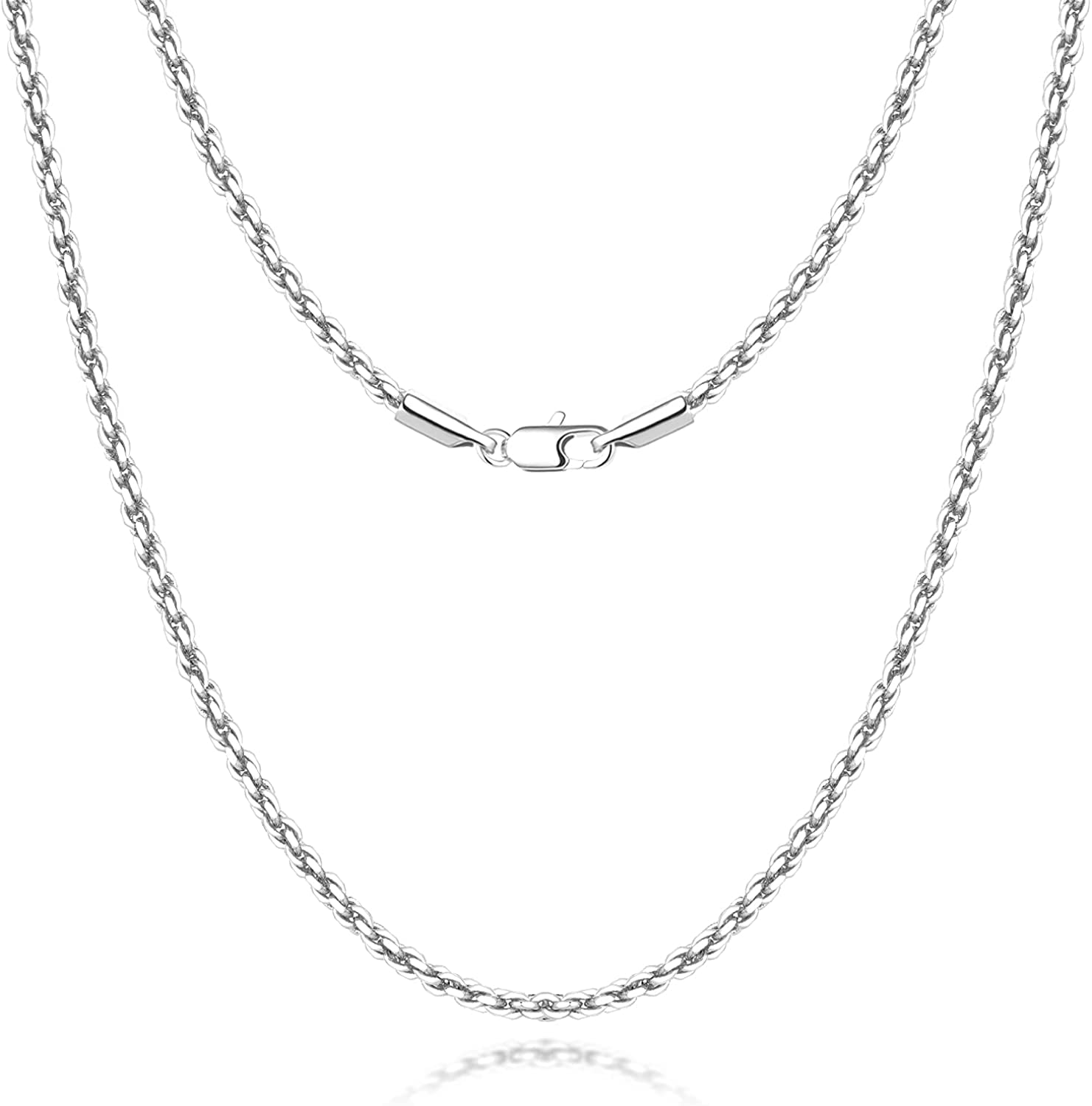 Dubai Collections Necklaces Silver Rope Chain Jewellery Gifts Sterling Silver 925 For Women Mother's Day 1.5mm (16.0)