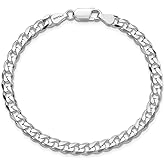 Charmsy Solid 925 Sterling Silver Curb Chain Bracelet for Men | Italian 6mm Diamond Cut Cuban Link Curb Chain Bracelet (7.5, 8, 8.5 & 9 Inches), Made in Italy